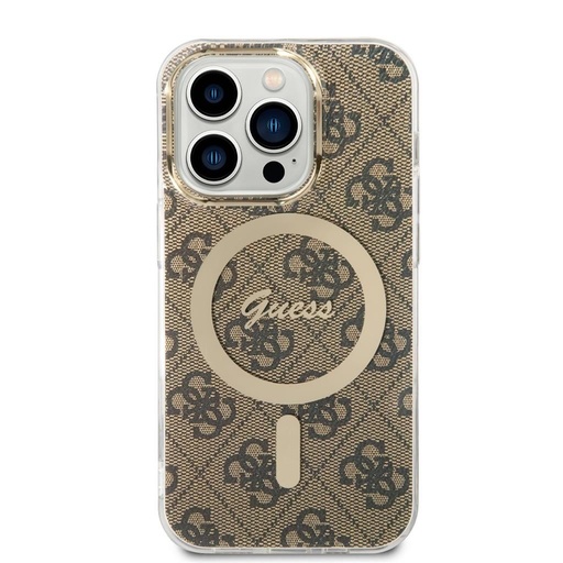 Apple iPhone 14 Pro Guess 4G IML MagSafe etui (Brązowy) - GUHMP14LH4STW