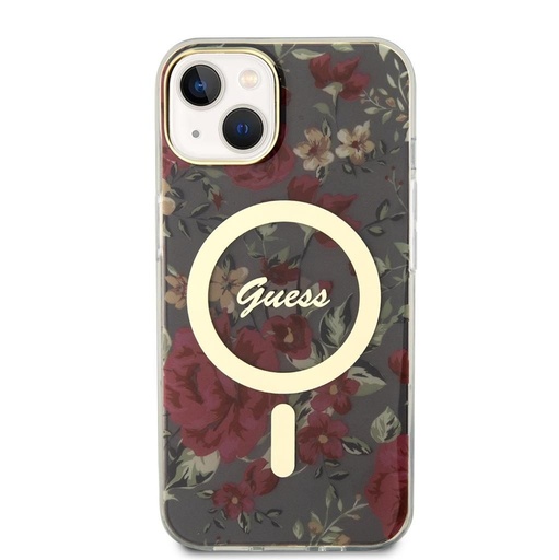 Apple iPhone 13 Guess Flowers IML MagSafe etui (Khaki) - GUHMP13MHCFWSA