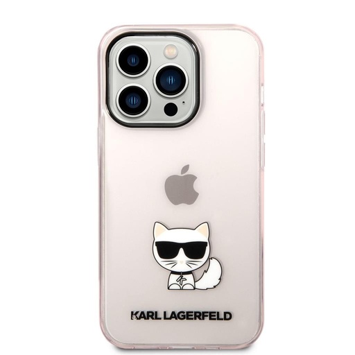 Apple iPhone 14 Pro (Różowy) Karl Lagerfeld Choupette Logo etui - KLHCP14LCTTRI