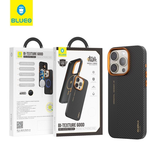 Apple iPhone 15 Pro Max BLUEO 600D armor aramid magsafe etui na plecki (Czarny)