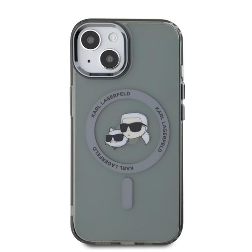 Apple iPhone 15 Karl Lagerfeld IML K&CH Heads Metal Frame MagSafe etui (Czarny) – KLHMP15SHLSKCK