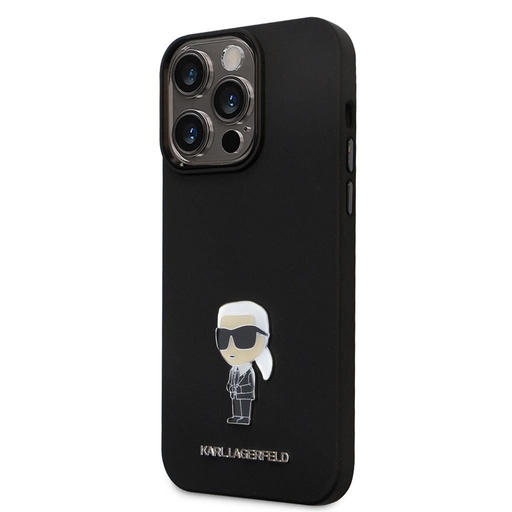 Apple iPhone 15 Pro Max Czarny Karl Lagerfeld Liquid Silicone Metal Ikoniczny etui (Czarny) – KLHCP15XSMHKNPK