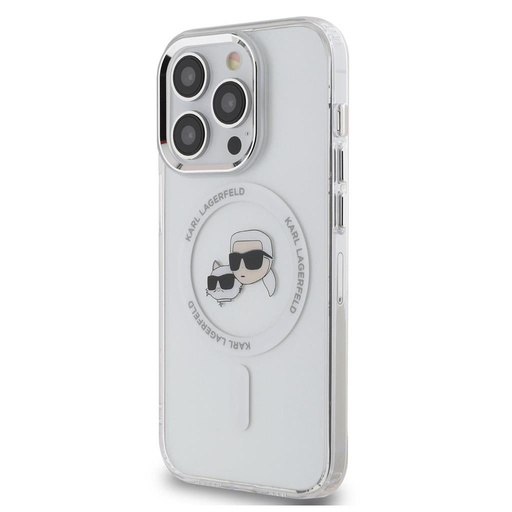 Apple iPhone 15 Pro Karl Lagerfeld IML K&CH Heads Metal Frame MagSafe etui (Przezroczysty) – KLHMP15LHLSKCH