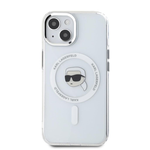 Apple iPhone 15 Karl Lagerfeld IML Karl Head Metal Frame MagSafe etui (Przezroczysty) – KLHMP15SHLSKIH