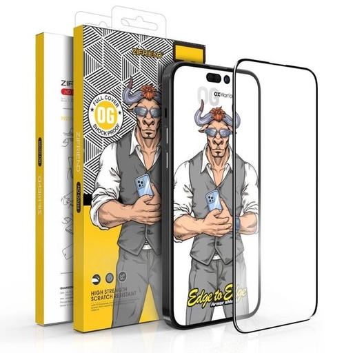 Samsung Galaxy A15 4G / Galaxy A15 5G OX Warrior Mr. Gentleman big arc wytrzymały szkło hartowane Przezroczysty Czarny Ramka