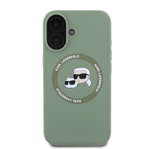 Apple iPhone 16 Karl Lagerfeld Liquid Silicone K&CH Heads MagSafe etui (Khaki) – KLHMP16SSKCHTCA