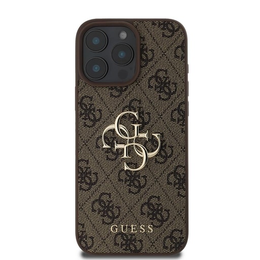 Apple iPhone 16 Pro Guess PU 4G Metal Logo etui (Brązowy) - GUHCP16L4GMGBR