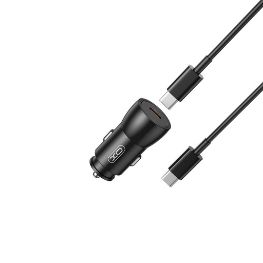 XO CC57 samochodowy szybka ładowarka (type-c kabel, PD szybkie ładowanie) 25W (Czarny)