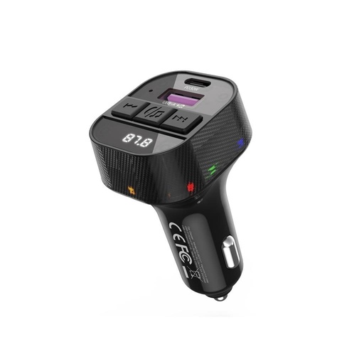 XO BCC17 FM transmitter 30W samochodowy ładowarka USB-C z kablem(Czarny)