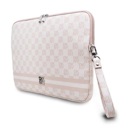DKNY PU Leather Checkered Pattern and Stripe Laptop etui 13" - 14" (Różowy - DKCS14PVSHLP)