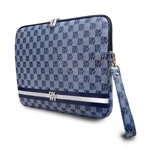 DKNY PU Leather Checkered Pattern and Stripe Laptop etui 13" - 14" (Niebieski) - DKCS14PVSHLB)
