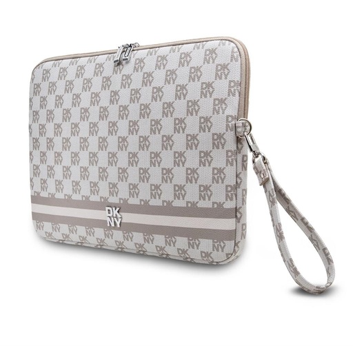 DKNY PU Leather Checkered Pattern and Stripe Laptop etui 13" - 14" (Beżowy - DKCS14PVSHLE)