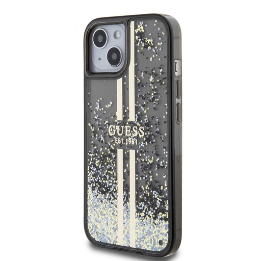 Apple iPhone 15 Guess Liquid Glitter Złoty Stripe etui (Czarny) - GUHCP15SLFCSEGK