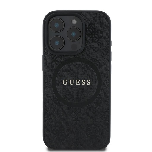 Apple iPhone 16 Pro Guess Saffiano Peony Stamp MagSafe etui (Czarny) - GUHMP16LPSAPSMEK