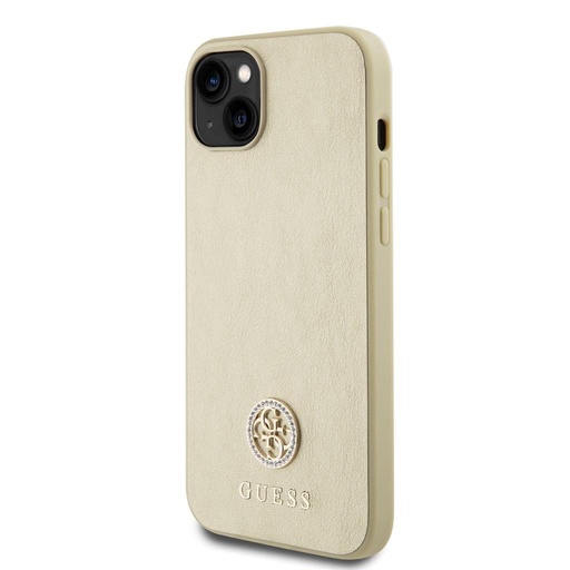 Apple iPhone 15 Guess PU 4G Strass Metal Logo etui (Złoty) - GUHCP15SPS4DGPD