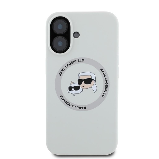 Apple iPhone 16 Karl Lagerfeld Liquid Silicone K&CH Heads MagSafe etui (Beżowy) – KLHMP16SSKCHTCE