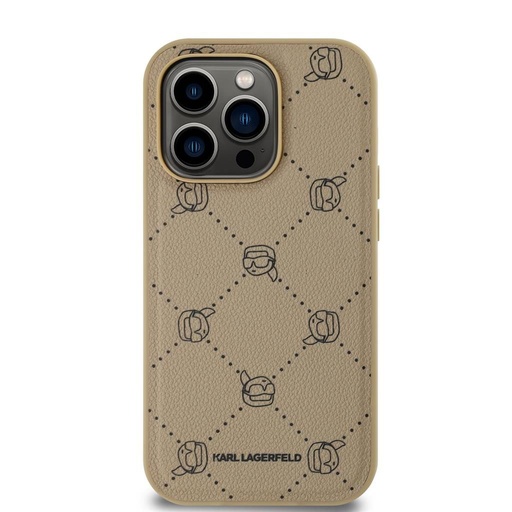 Apple iPhone 14 Pro Max Karl Lagerfeld PU Karl Heads Pattern MagSafe etui (Beżowy) – KLHMP14XPGKHPHE