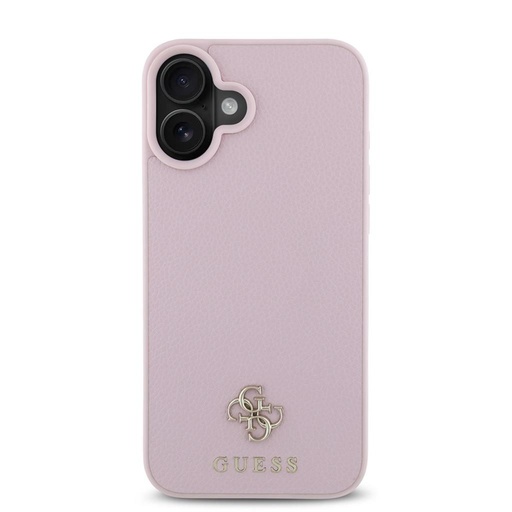 Apple iPhone 16 Guess PU Grained 4G Small Metal Logo MagSafe etui (Różowy) - GUHMP16SPGCSM4MP