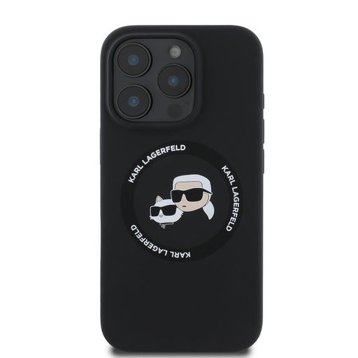 Apple iPhone 16 Pro Max Karl Lagerfeld Liquid Silicone K&CH Heads MagSafe etui (Czarny) – KLHMP16XSKCHTCK