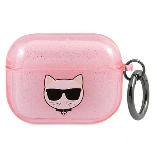 Apple AirPods Pro Karl Lagerfeld brokatowy etui Choupette (Różowy) – KLAPUCHGP