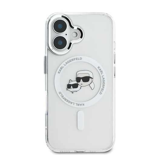 Apple iPhone 16 Karl Lagerfeld IML K&CH Heads Metal Frame MagSafe etui (Przezroczysty) - KLHMP16SHLSKCH
