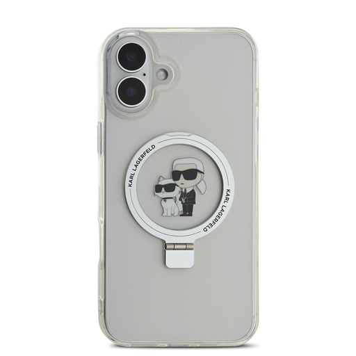 Apple iPhone 16 Karl Lagerfeld Ringstand Karl and Choupette MagSafe etui (Biały) - KLHMP16SHMRSKCH