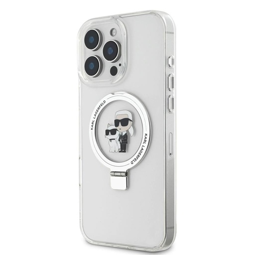 Apple iPhone 16 Pro Max Karl Lagerfeld Ringstand Karl and Choupette MagSafe etui (Biały) - KLHMP16XHMRSKCH
