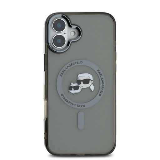 Apple iPhone 16 Karl Lagerfeld IML K&CH Heads Metal Frame MagSafe etui (Czarny) - KLHMP16SHLSKCK