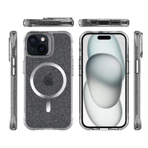 Apple iPhone 15 TOKO Pure Glitter MagSafe etui na plecki (Srebrny)