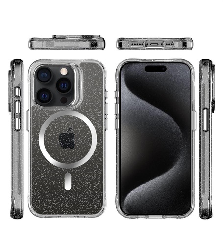 Apple iPhone 15 Pro Max TOKO Pure Glitter MagSafe etui na plecki (Srebrny)