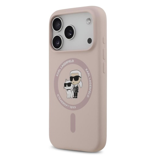 Karl Lagerfeld Liquid Silicone Karl and Choupette MagSafe etui iPhone 17 Pro (Różowy) - KLHMP17LSCMKCRHP