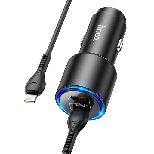 Hoco NZ3 PD 3.0 samochodowy szybka ładowarka ( 2 USB-C port, lightning kabel), PD 40W, czarny