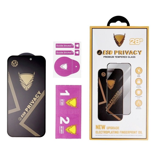 Apple iPhone 13 / 13 Pro / 14 / 16e OG Premium Privacy szkło hartowane (Czarny)