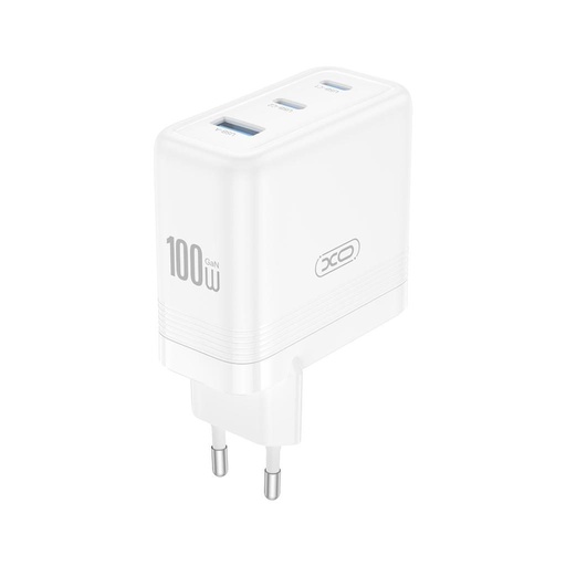 XO CE35 GaN ścienny ładowarka 100W 2x USB-C + 1x USB-A (Biały)