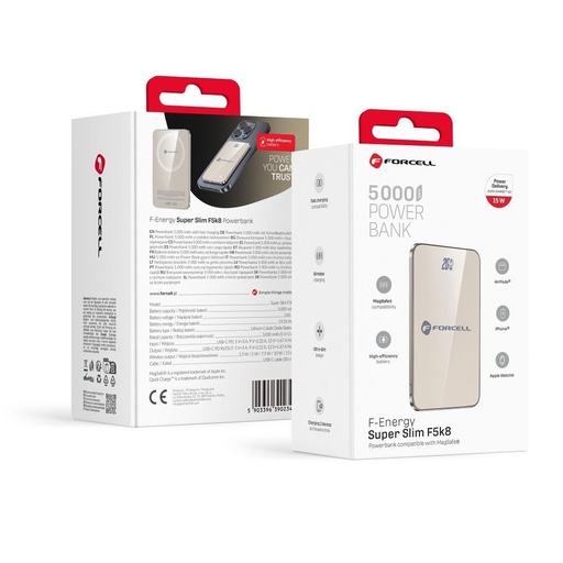 Forcell F-Energy SuperSlim F5K8 MagSafe power bank 15W 5000 mAh (Szary)