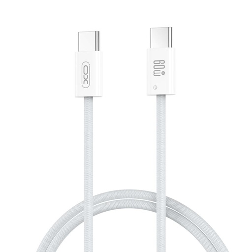 XO NB-Q273 USB-C–USB-C kabel do transmisji danych (Biały) – 60W, pleciony wykonanie