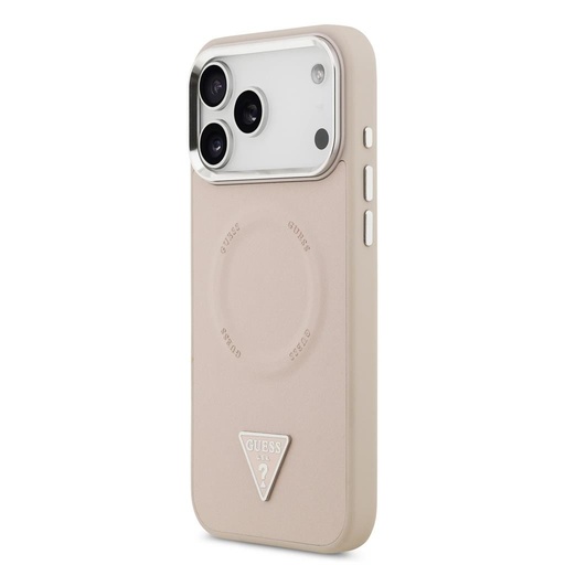 Guess PU Leather Triangle Logo MagSafe iPhone 17 Pro (Różowy)