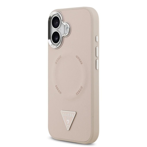 Guess PU Leather Triangle Logo MagSafe iPhone 17 (Różowy)