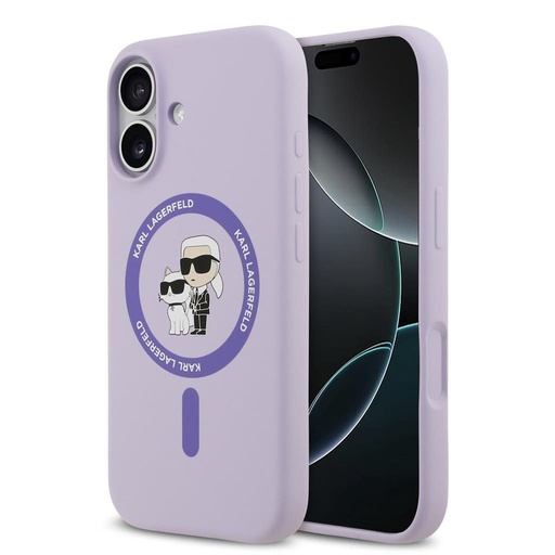 Karl Lagerfeld Liquid Silicone Karl and Choupette MagSafe etui iPhone 17 (Fioletowy) - KLHMP17SSCMKCRHU