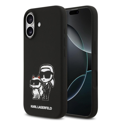 Karl Lagerfeld Liquid Silicone K&CH Sketch MagSafe etui iPhone 17 (Czarny) - KLHMP17SSKCGRGOK