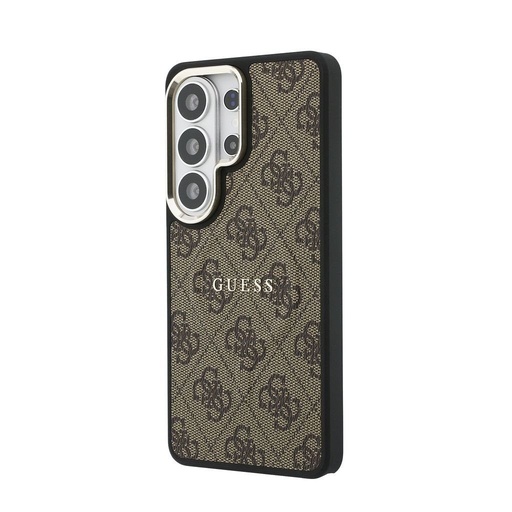 Guess PU Leather 4G Złoty Frame Magnetic Samsung Galaxy S26 Ultra (Brązowy)