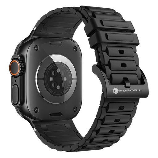 Forcell F-Design FA06 silikonowy pasek Apple Watch 42 / 44 / 45 / 49 mm (Czarny)