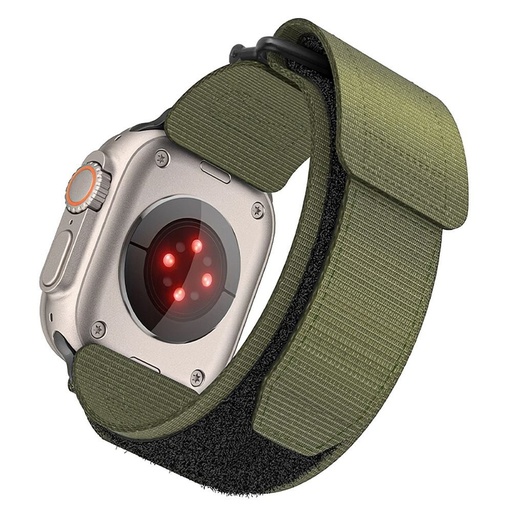Forcell F-Design FA05 nylon na rzep pasek Apple Watch 42 / 44 / 45 / 49 mm (Zielony)