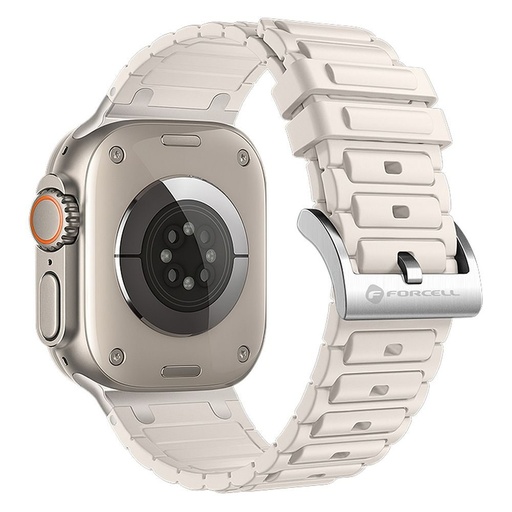 Forcell F-Design FA06 silikonowy pasek Apple Watch 42 / 44 / 45 / 49 mm (Biały)