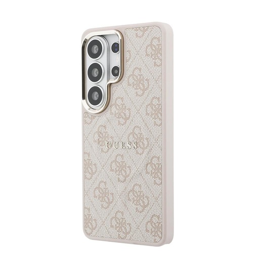Guess PU Leather 4G Złoty Frame Magnetic Samsung Galaxy S26 Ultra (Różowy)