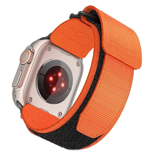 Forcell F-Design FA05 nylon na rzep pasek Apple Watch 42 / 44 / 45 / 49 mm (Pomarańczowy)