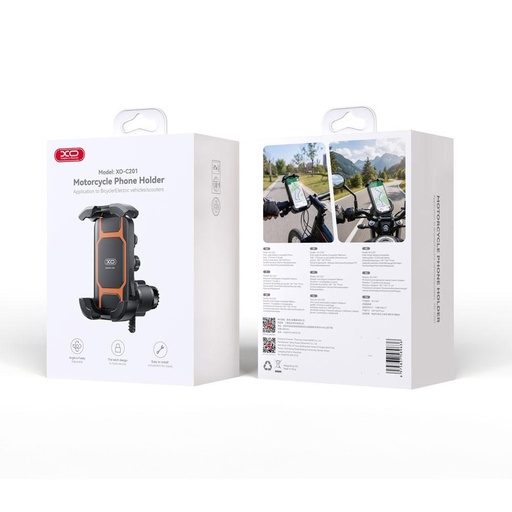 XO C201 całkowicie zamknięty rowerowy/motocyklowy telefon uchwyt (Czarny/Pomarańczowy)