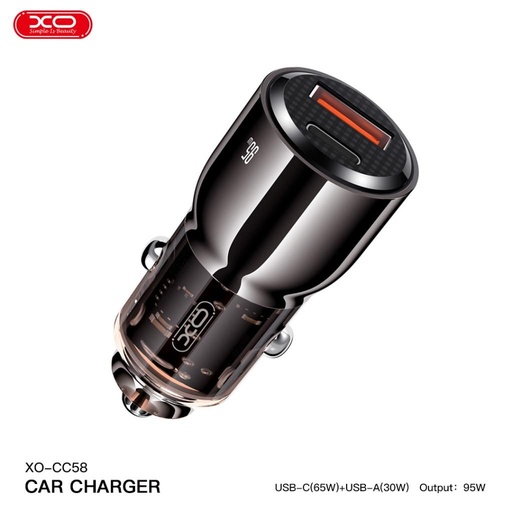 XO CC58 Intelligent przezroczysty samochodowy szybka ładowarka (Ciemnoszary) - 95W