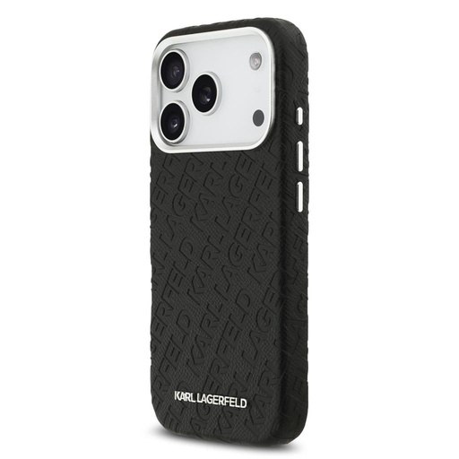 Karl Lagerfeld Grained PU Repeated Logo MagSafe etui iPhone 17 Pro (Czarny)