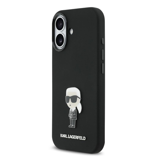Karl Lagerfeld Liquid Silicone Metal Ikoniczny etui iPhone 17 (Czarny)